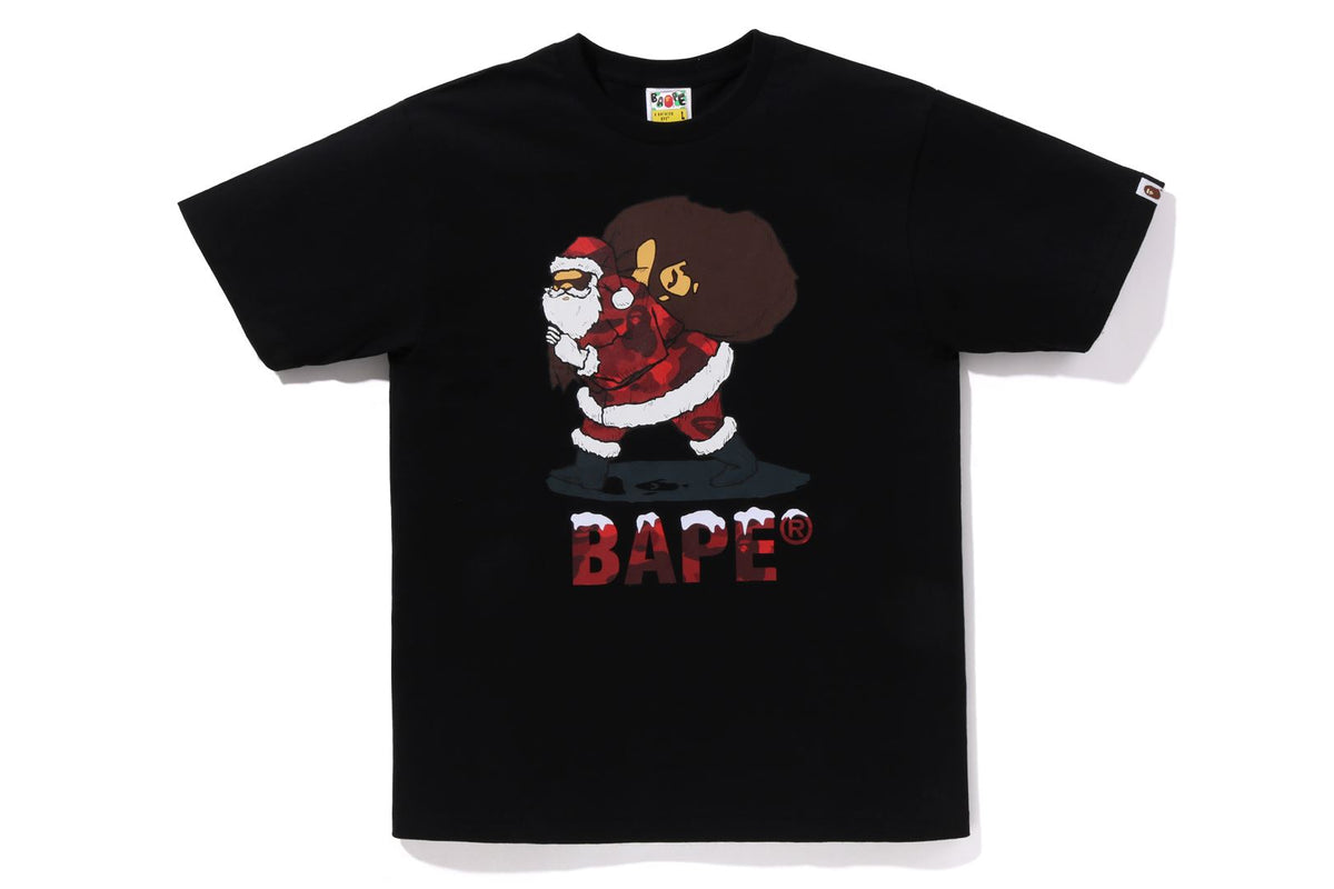 BAPE MENS COTTON PRINTED CHRISTMAS T-SHIRT