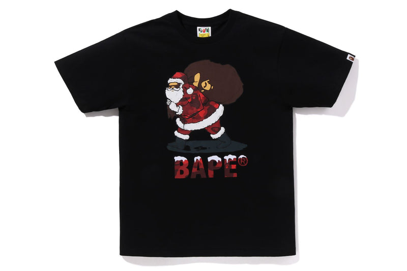 BAPE MENS COTTON PRINTED CHRISTMAS T-SHIRT