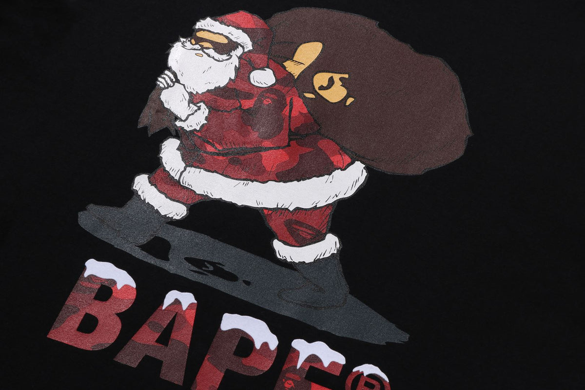 BAPE MENS COTTON PRINTED CHRISTMAS T-SHIRT