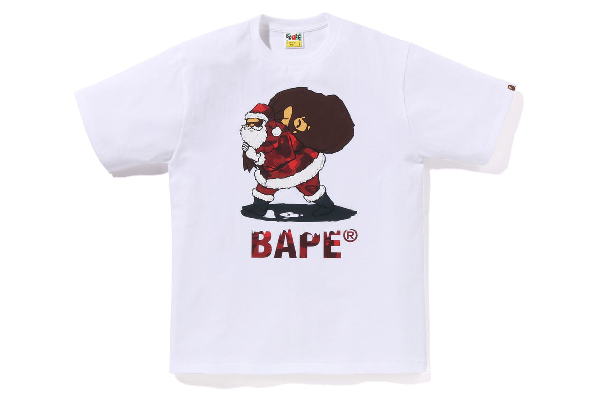 BAPE MENS COTTON PRINTED CHRISTMAS T-SHIRT