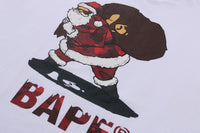 BAPE MENS COTTON PRINTED CHRISTMAS T-SHIRT