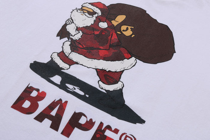 BAPE MENS COTTON PRINTED CHRISTMAS T-SHIRT