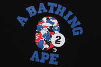 BAPE MENS COTTON APE HEAD PRINT LONDON 2ND ANNIVERSARY COLLEGE T-SHIRT