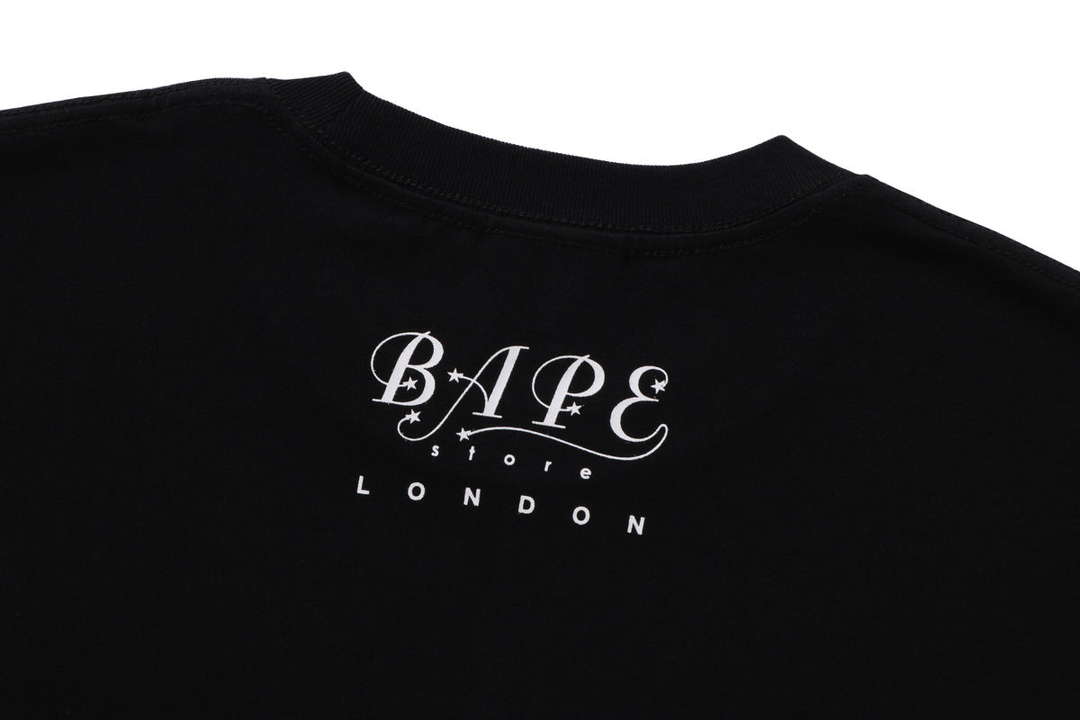 BAPE MENS COTTON APE HEAD PRINT LONDON 2ND ANNIVERSARY COLLEGE T-SHIRT