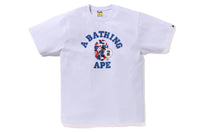 BAPE MENS COTTON APE HEAD PRINT LONDON 2ND ANNIVERSARY COLLEGE T-SHIRT