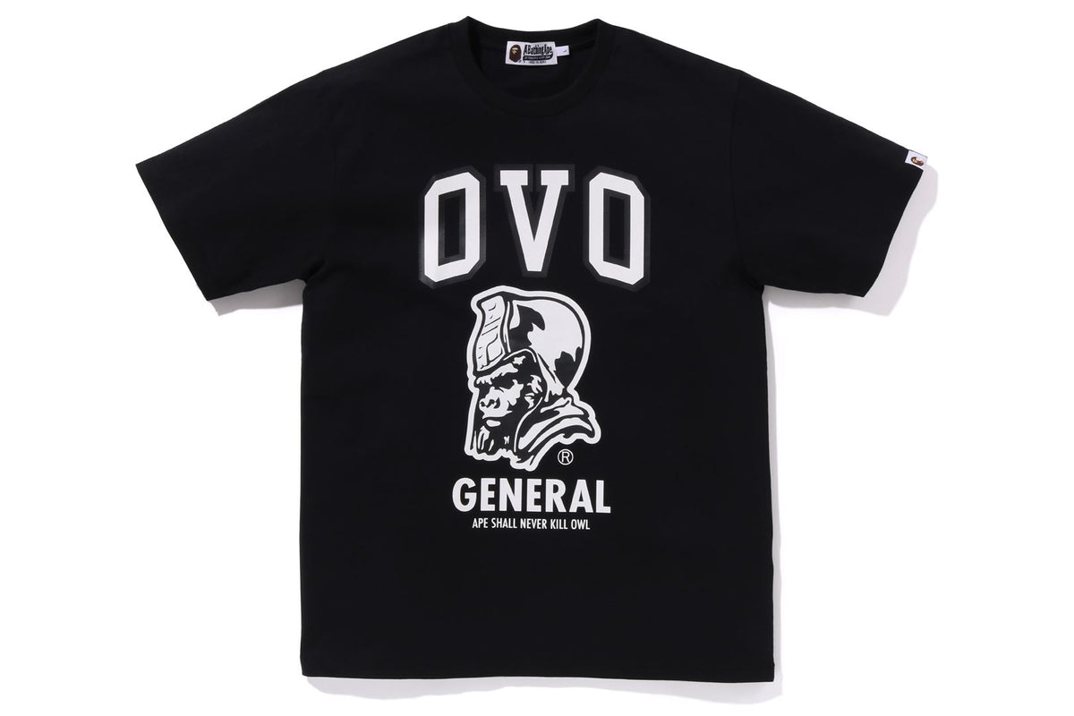 BAPE MENS COTTON PRINTED BAPE X OVO GENERAL T-SHIRT