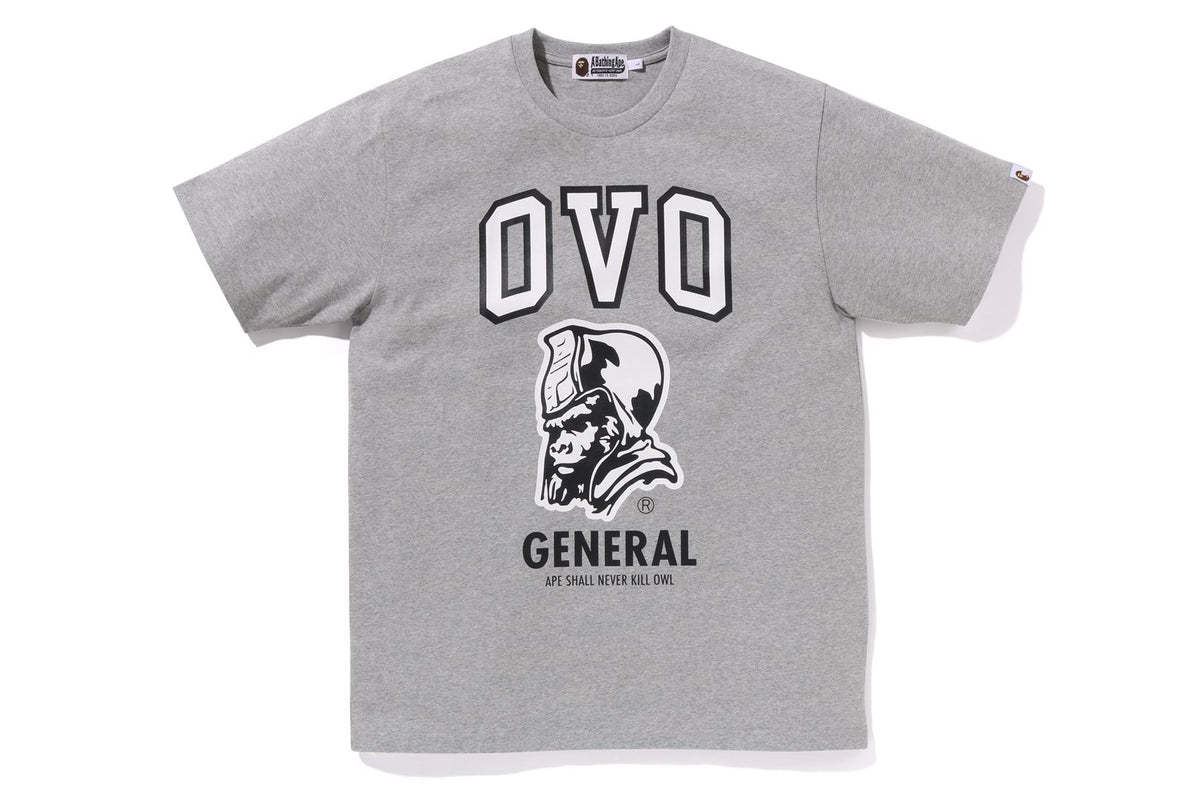BAPE MENS COTTON PRINTED BAPE X OVO GENERAL T-SHIRT