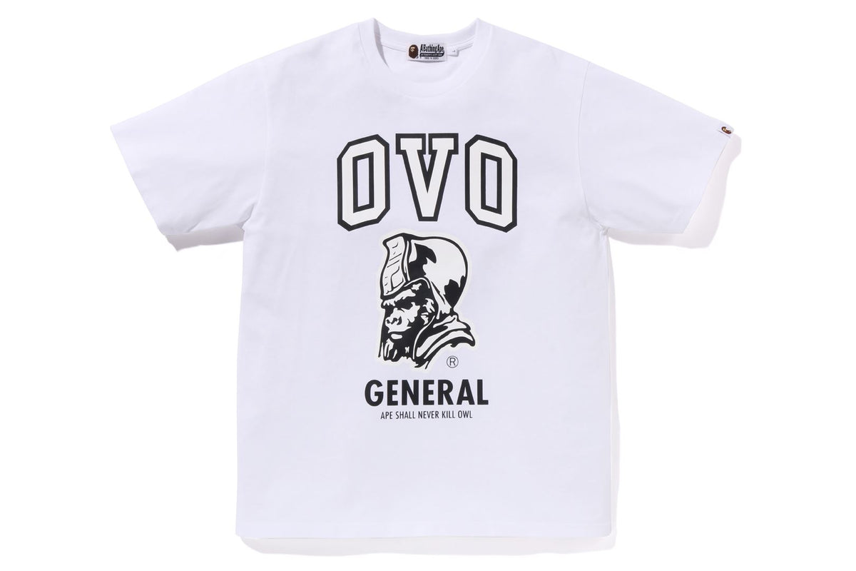 BAPE MENS COTTON PRINTED BAPE X OVO GENERAL T-SHIRT