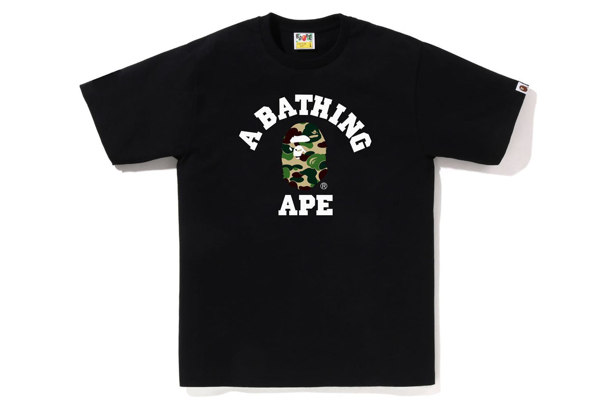 BAPE MENS ABC CAMO COLLEGE TEE