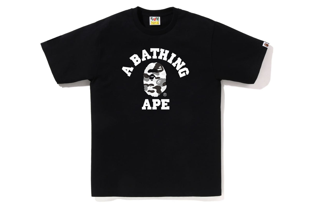 BAPE MENS ABC CAMO COLLEGE TEE