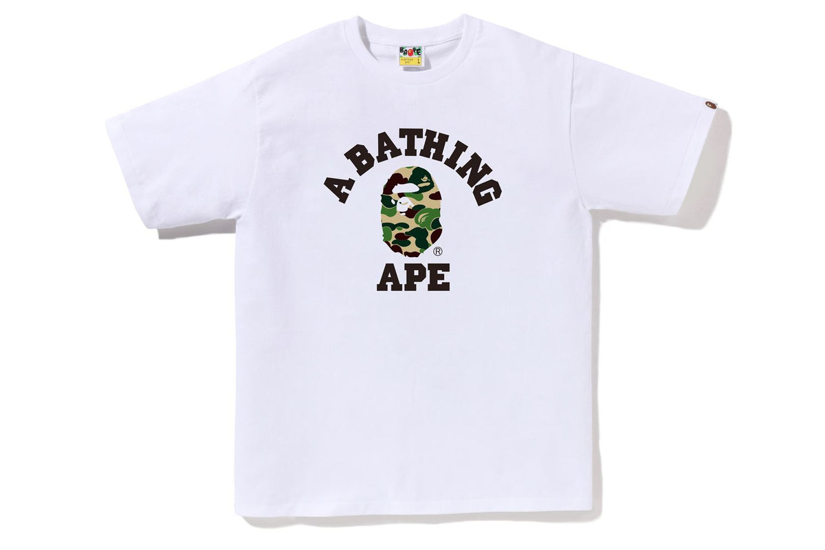 BAPE MENS ABC CAMO COLLEGE TEE