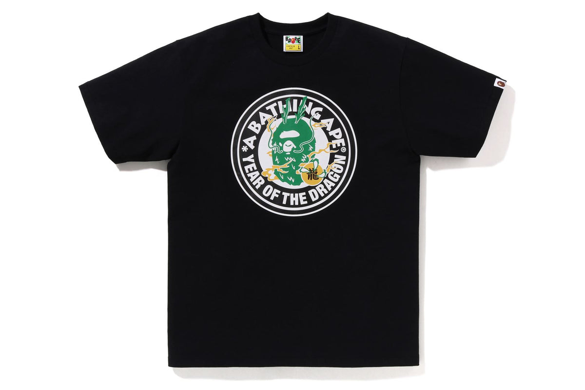 BAPE MENS COTTON APE HEAD PRINT YEAR OF THE DRAGON T-SHIRT