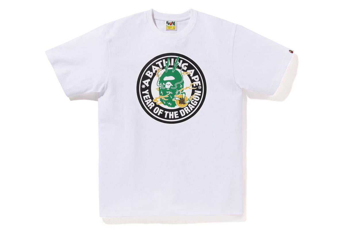 BAPE MENS COTTON APE HEAD PRINT YEAR OF THE DRAGON T-SHIRT