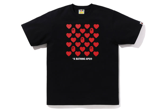 BAPE MENS COTTON HEART PATTERN BOX T-SHIRT
