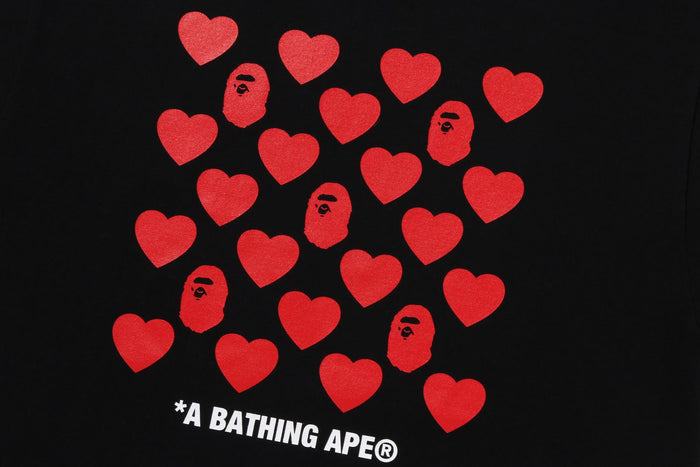 BAPE MENS COTTON HEART PATTERN BOX T-SHIRT