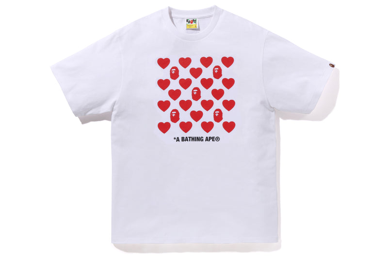 BAPE MENS COTTON HEART PATTERN BOX T-SHIRT