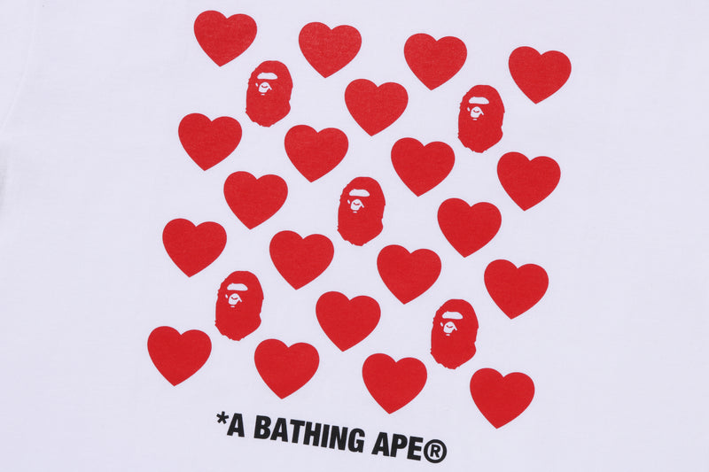 BAPE MENS COTTON HEART PATTERN BOX T-SHIRT