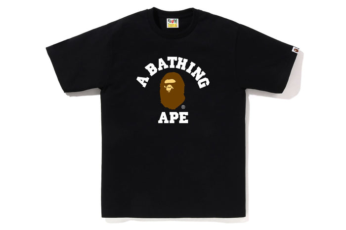 BAPE MENS COTTON APE HEAD PRINT COLLEGE T-SHIRT