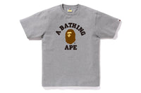 BAPE MENS COTTON APE HEAD PRINT COLLEGE T-SHIRT