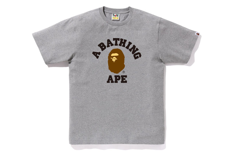 BAPE MENS COTTON APE HEAD PRINT COLLEGE T-SHIRT