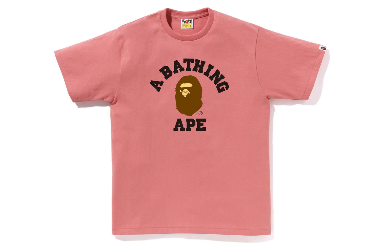 BAPE MENS COTTON APE HEAD PRINT COLLEGE T-SHIRT