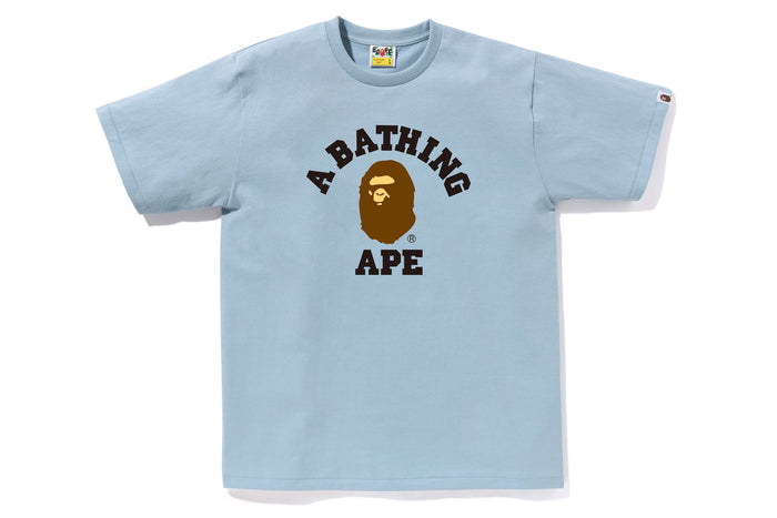 BAPE MENS COTTON APE HEAD PRINT COLLEGE T-SHIRT