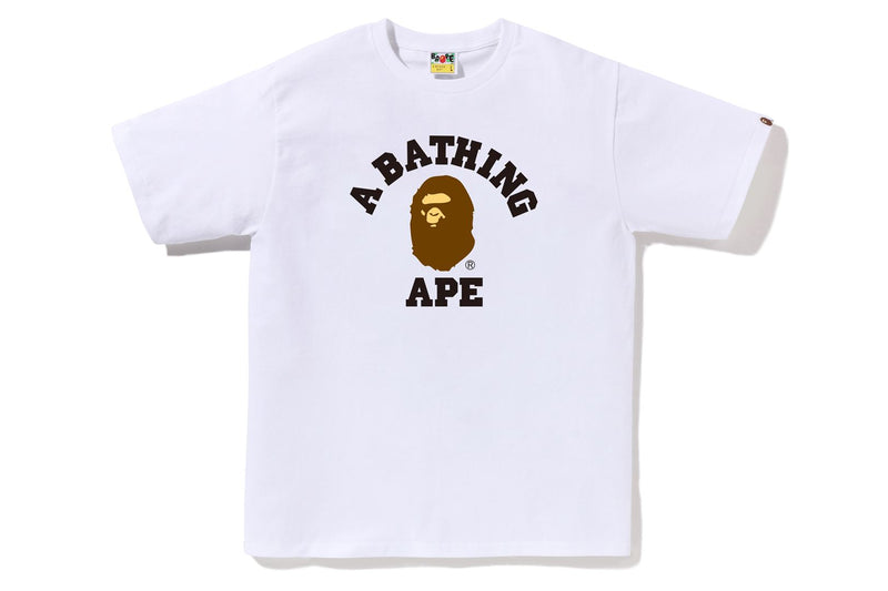 BAPE MENS COTTON APE HEAD PRINT COLLEGE T-SHIRT