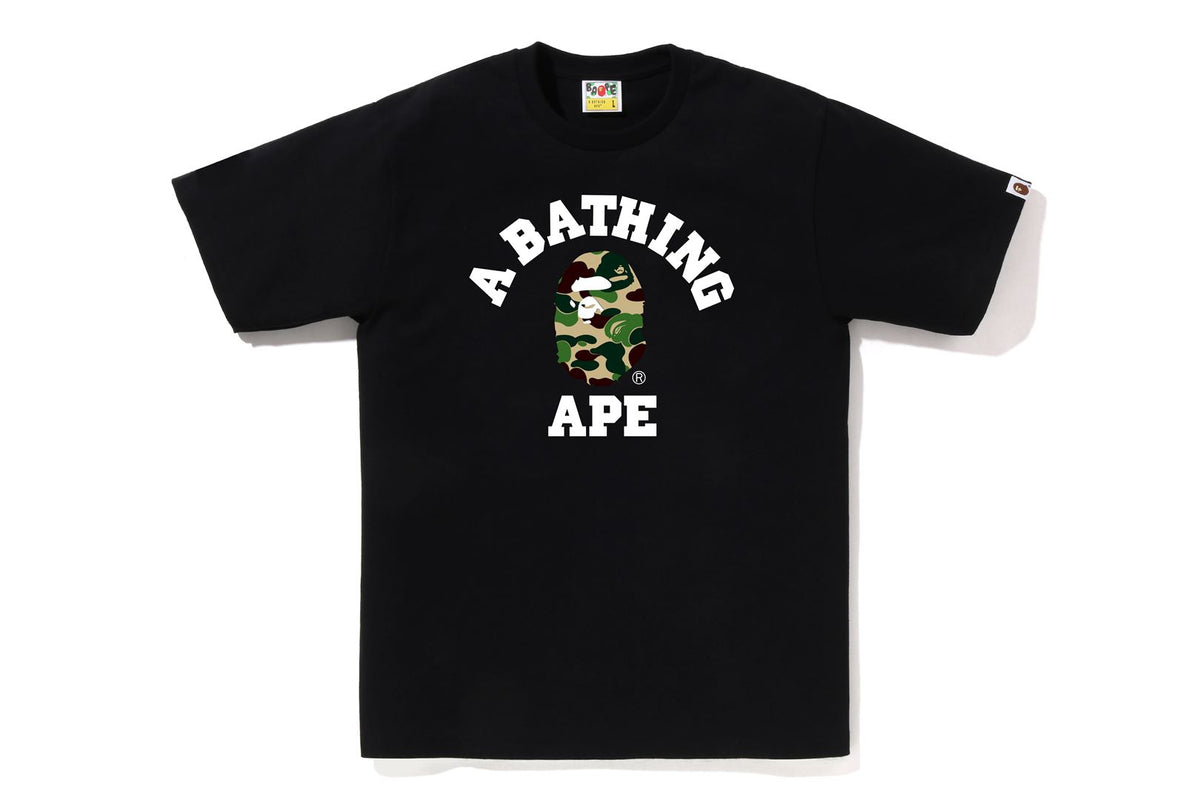 BAPE MENS ABC CAMO COLLEGE T-SHIRT