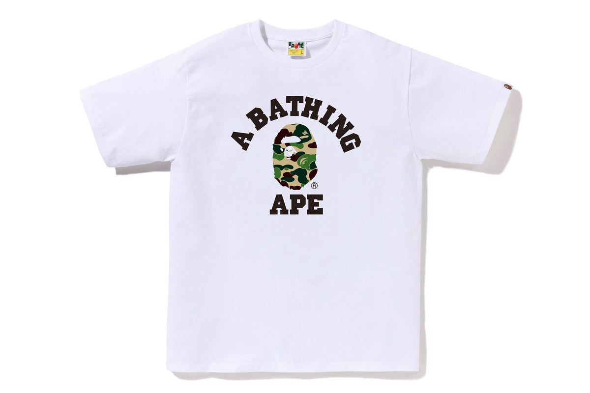 BAPE MENS ABC CAMO COLLEGE T-SHIRT