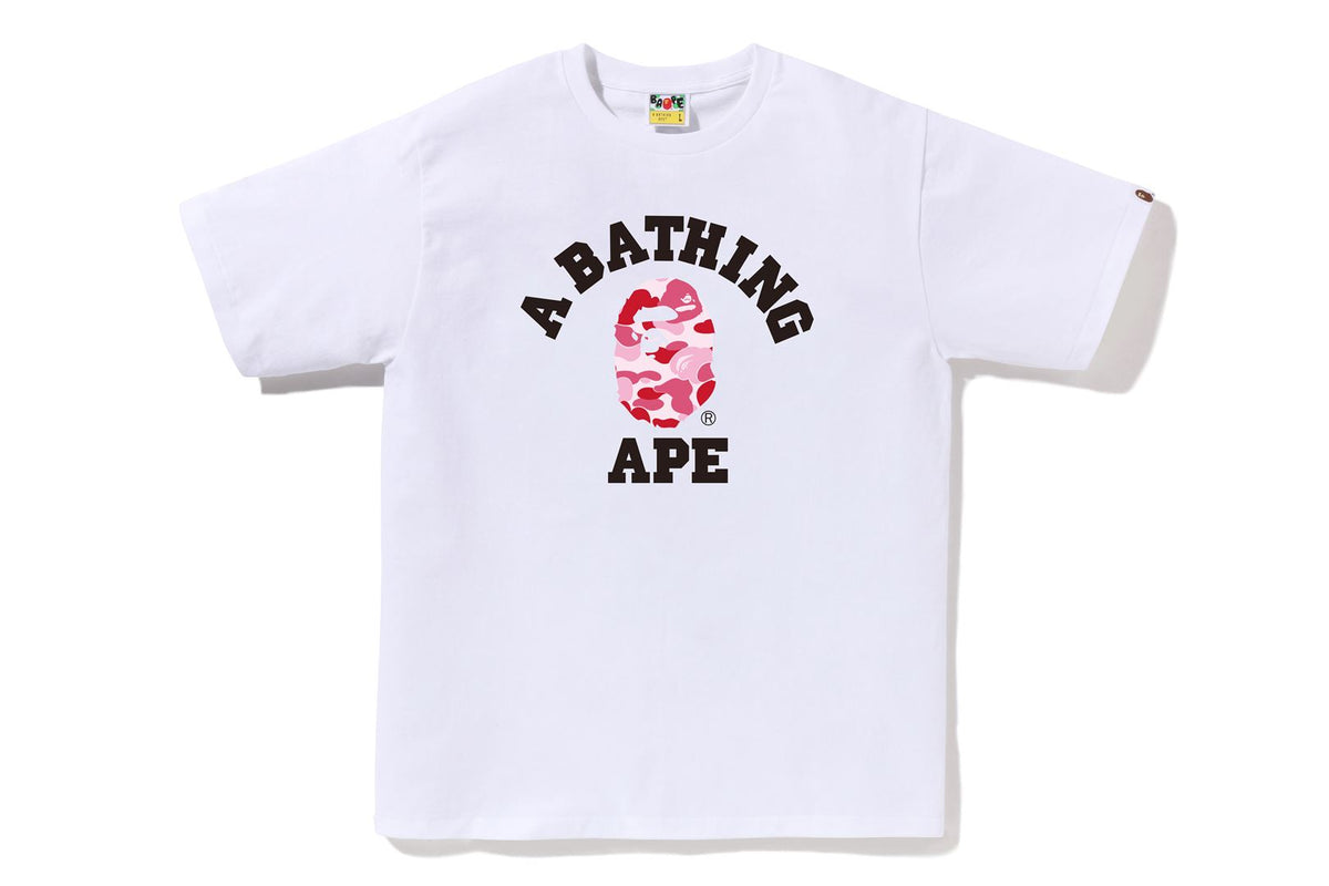 BAPE MENS ABC CAMO COLLEGE T-SHIRT