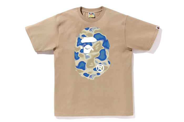 BAPE MENS COTTON BIG APE HEAD PRINT LIQUID CAMO T-SHIRT