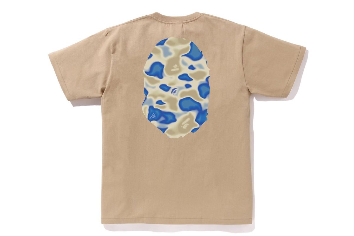 BAPE MENS COTTON BIG APE HEAD PRINT LIQUID CAMO T-SHIRT