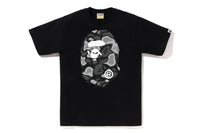 BAPE MENS COTTON BIG APE HEAD PRINT LIQUID CAMO T-SHIRT