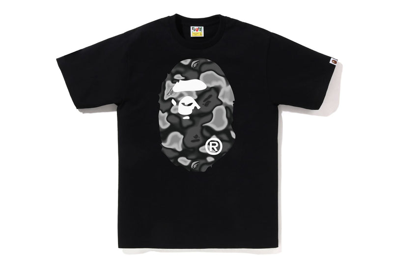 BAPE MENS COTTON BIG APE HEAD PRINT LIQUID CAMO T-SHIRT