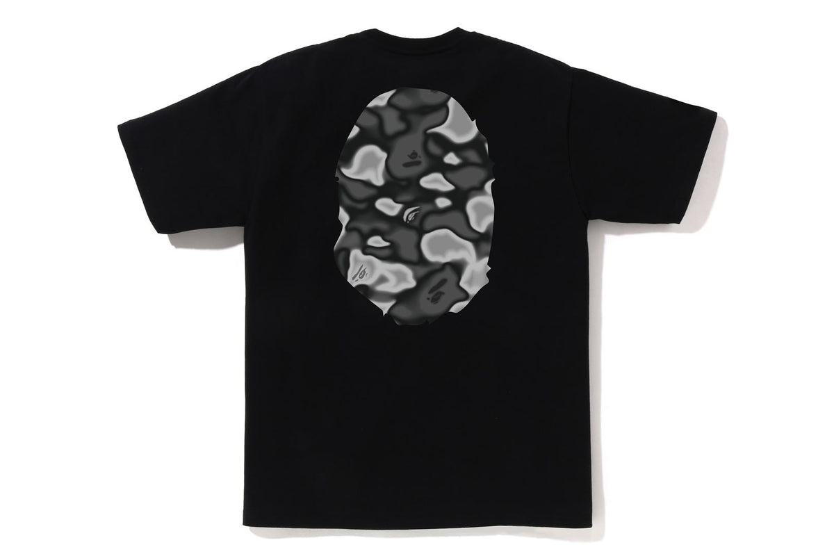 BAPE MENS COTTON BIG APE HEAD PRINT LIQUID CAMO T-SHIRT