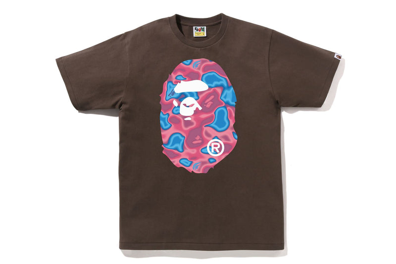 BAPE MENS COTTON BIG APE HEAD PRINT LIQUID CAMO T-SHIRT