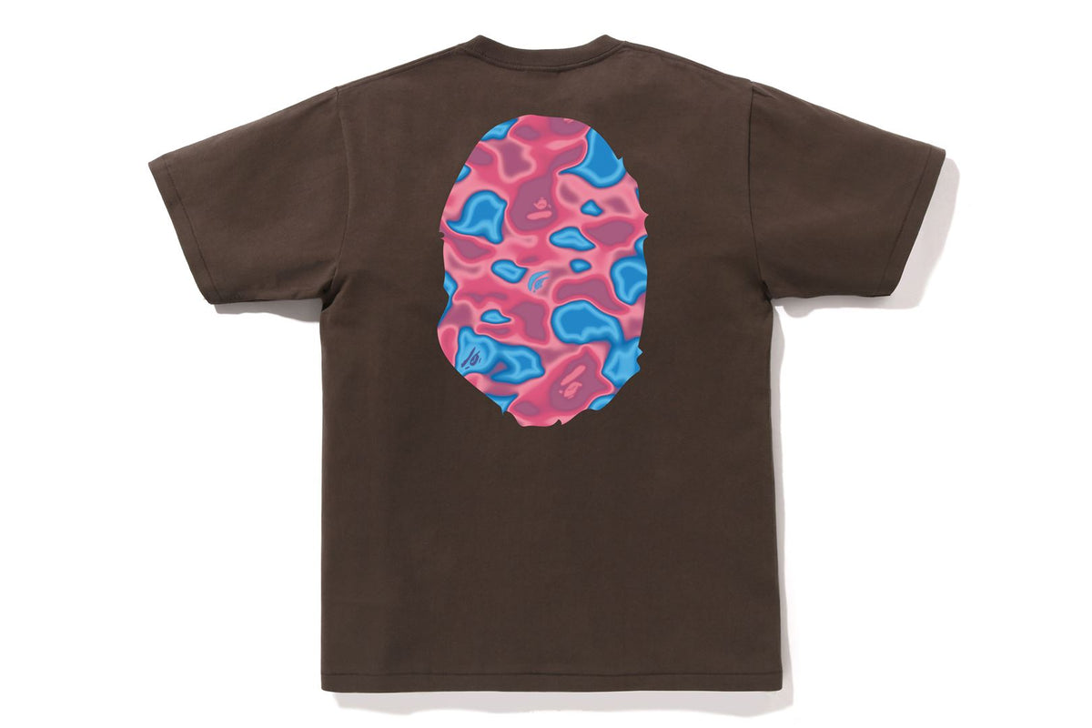 BAPE MENS COTTON BIG APE HEAD PRINT LIQUID CAMO T-SHIRT