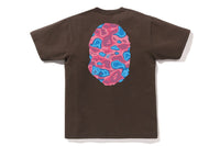 BAPE MENS COTTON BIG APE HEAD PRINT LIQUID CAMO T-SHIRT