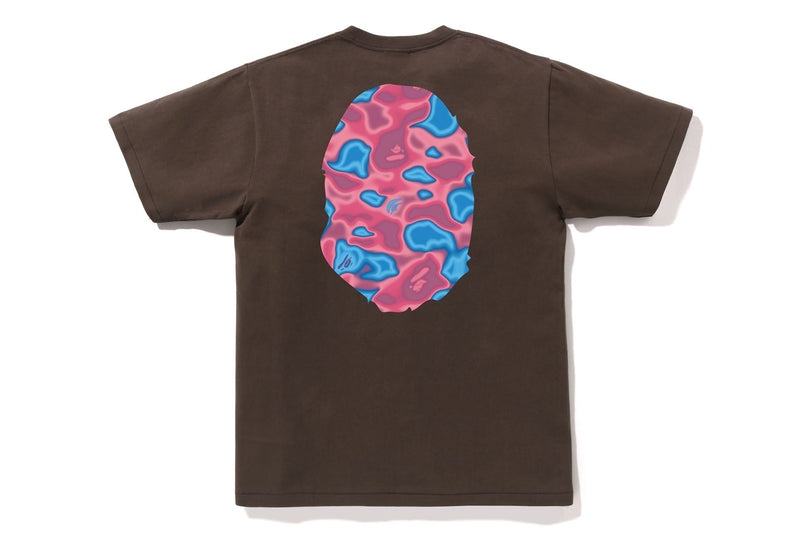 BAPE MENS COTTON BIG APE HEAD PRINT LIQUID CAMO T-SHIRT