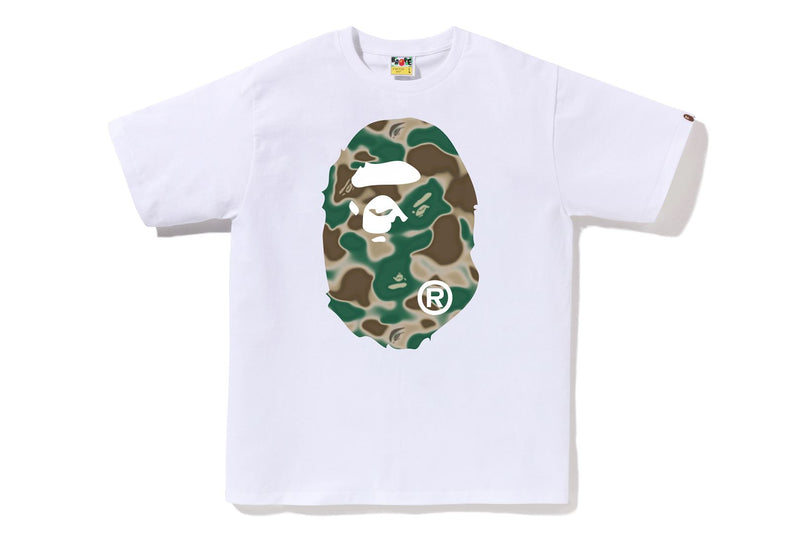 BAPE MENS COTTON BIG APE HEAD PRINT LIQUID CAMO T-SHIRT