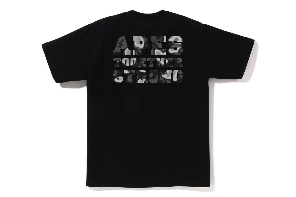 BAPE MENS COTTON LIQUID CAMO COLLEGE ATS T-SHIRT