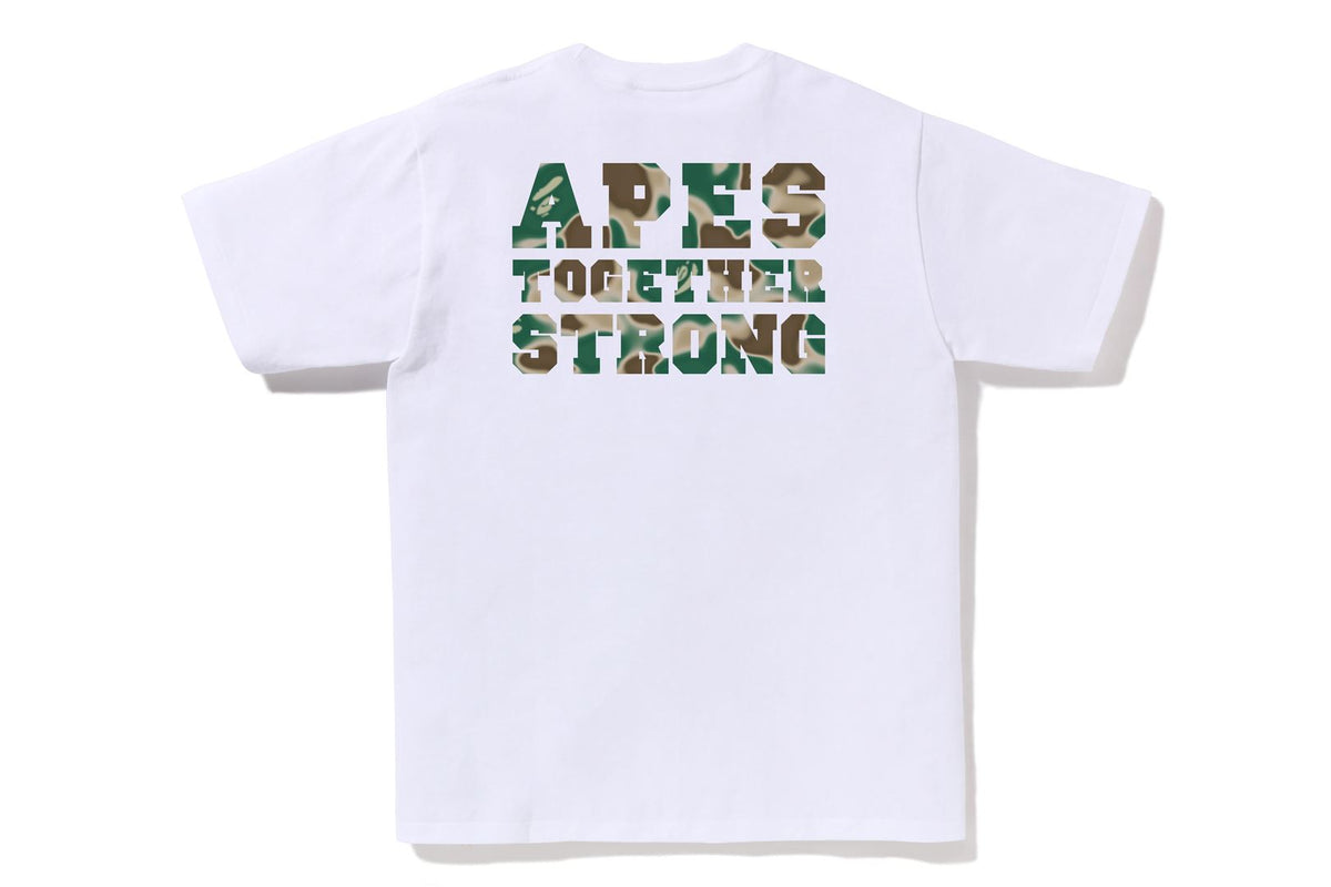 BAPE MENS COTTON LIQUID CAMO COLLEGE ATS T-SHIRT