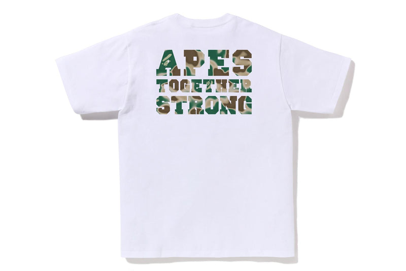 BAPE MENS COTTON LIQUID CAMO COLLEGE ATS T-SHIRT