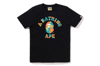 BAPE WOMENS COTTON APE HEAD PRINT LIQUID CAMO COLLEGE T-SHIRT