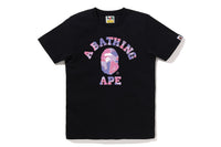 BAPE WOMENS COTTON APE HEAD PRINT LIQUID CAMO COLLEGE T-SHIRT
