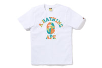 BAPE WOMENS COTTON APE HEAD PRINT LIQUID CAMO COLLEGE T-SHIRT