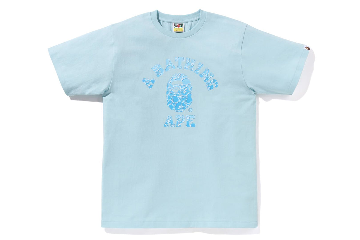 BAPE MENS ABC SEA SURFACE CAMO COLLEGE T-SHIRT