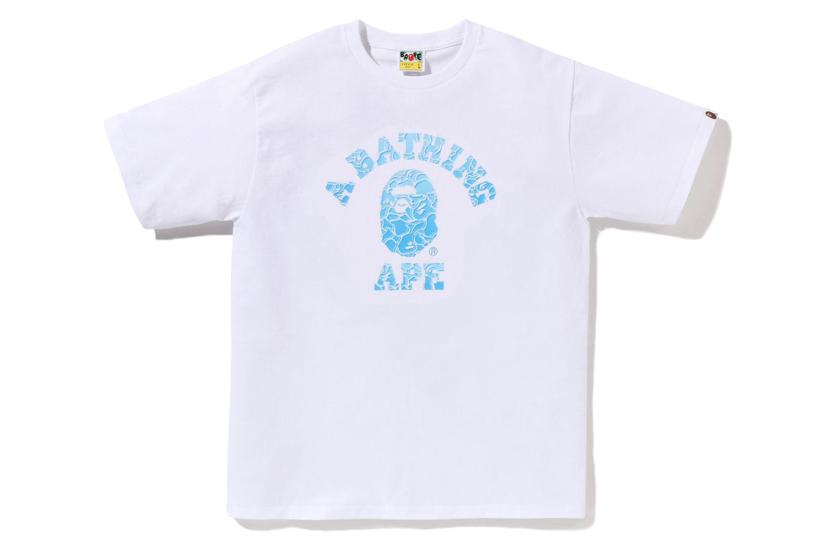 BAPE MENS ABC SEA SURFACE CAMO COLLEGE T-SHIRT