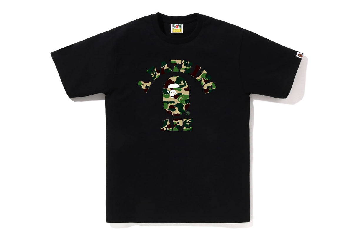 BAPE MENS ABC CAMO COLLEGE T-SHIRT