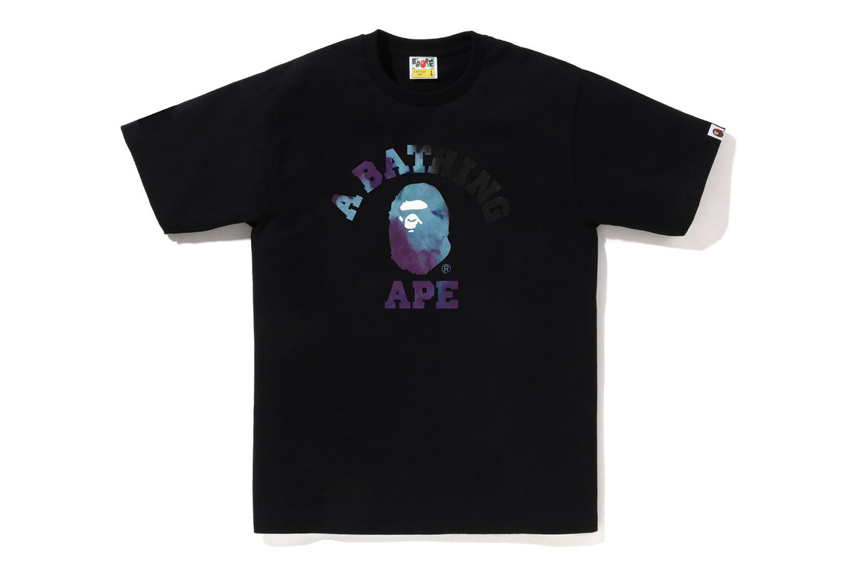 BAPE MENS TIE DYE COLLEGE T-SHIRT